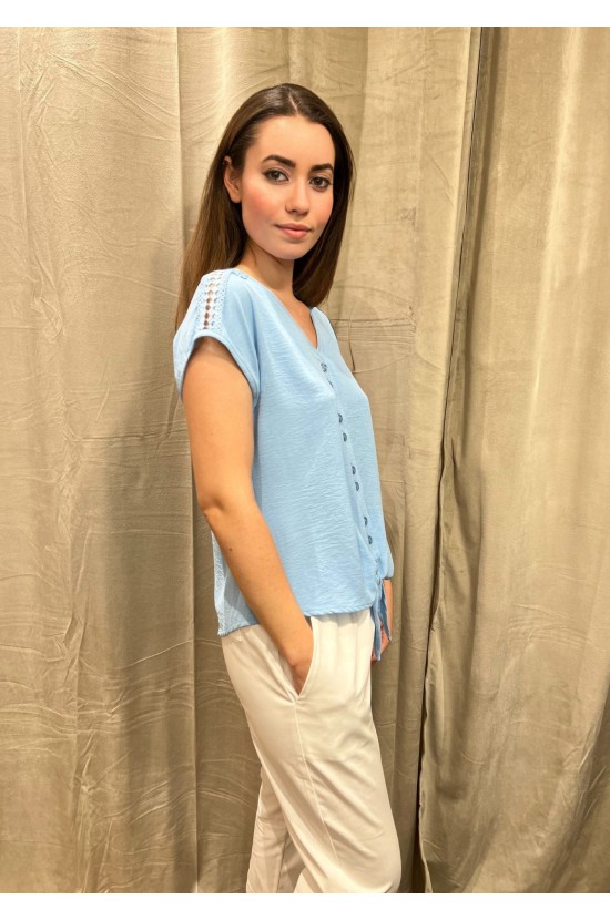 Light Blue Blouse With Design