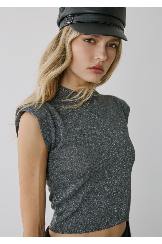 Sleeveless Blouse Grey