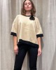 Camel Blouse With Black