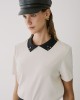 Ecru Short Sleeve Blouse with Collar