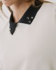 Ecru Short Sleeve Blouse with Collar