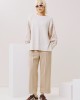 Ecru Blouse with Embossed Sleeves