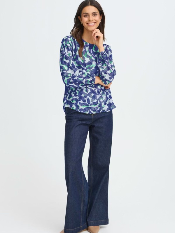 Blue Blouse With Embroidered Design