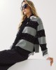 Gray Blouse with Black Sequins and Stripes Gray Blouse with Black Sequins and Stripes