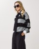 Gray Blouse with Black Sequins and Stripes Gray Blouse with Black Sequins and Stripes