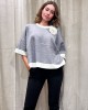 Grey Blouse With White