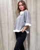 Grey Blouse With White