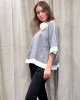 Grey Blouse With White