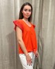 Coral Blouse With Design On Sleeve