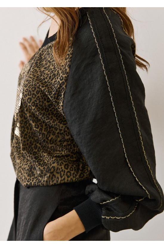 Μπλούζα leopard με παγιέτες