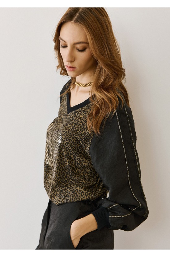 Μπλούζα leopard με παγιέτες