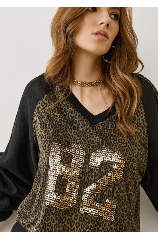Μπλούζα leopard με παγιέτες