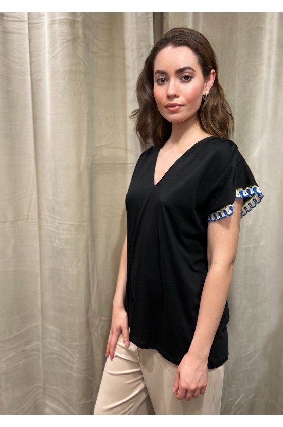 Black Blouse With V