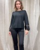 Black knitted blouse with sequins