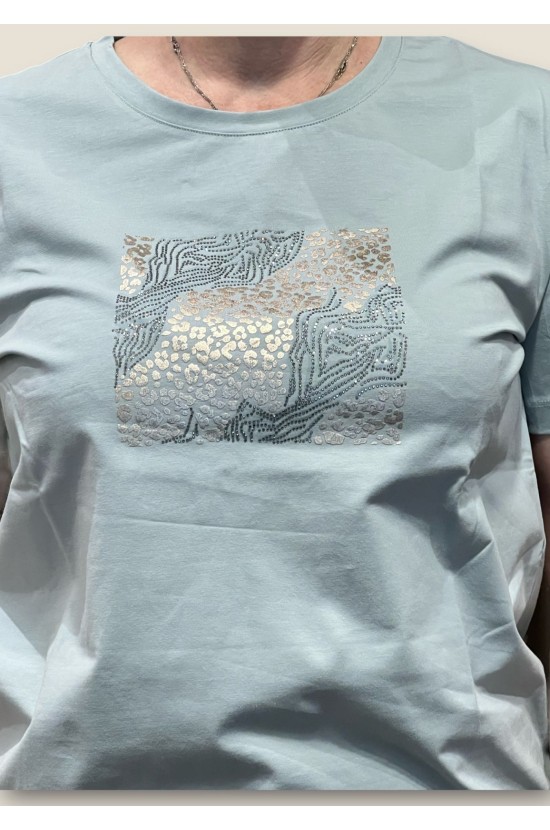 Blouse Mint Blouse With Animal Printed Design