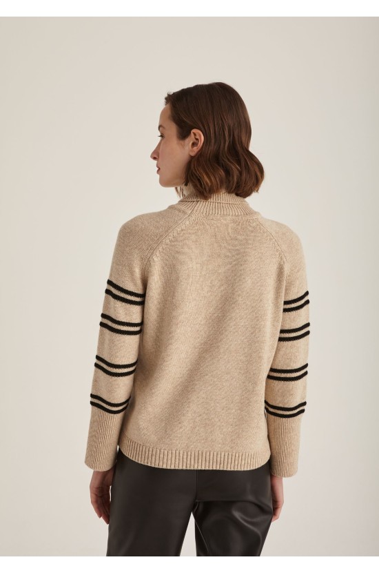 Blouse Knitted Beige Turtleneck