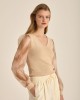 Beige Knitted Blouse With Slide