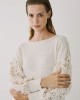 Ecru knitted blouse with sequins