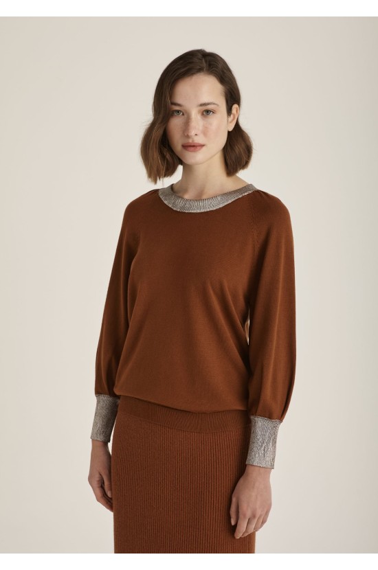 Knitted Blouse Brown with Silver 