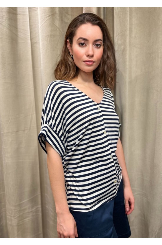 Striped Blouse With V