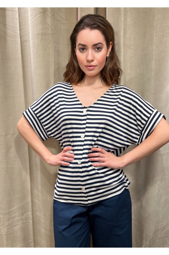 Striped Blouse With V