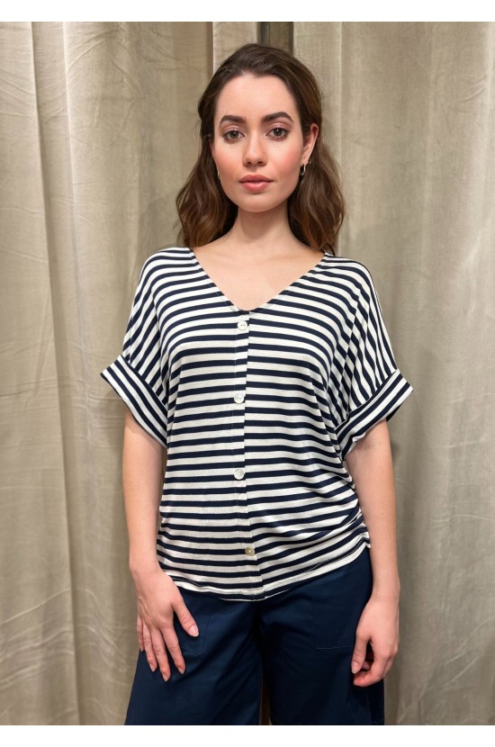 Striped Blouse With V