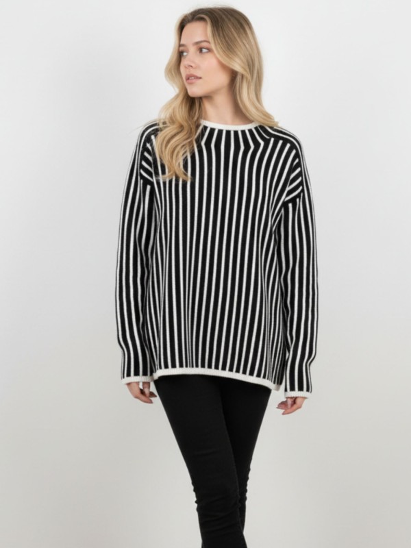 Black and White Striped Blouse