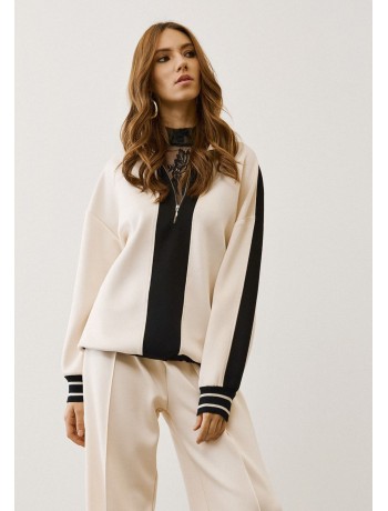 Μπλούζα με Ρίγες Αντίθεσης & Φερμουάρ Μπλούζα με Ρίγες Αντίθεσης & Φερμουάρ