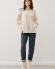 Πλεκτή Μπλούζα Εκρού με Δαντέλα