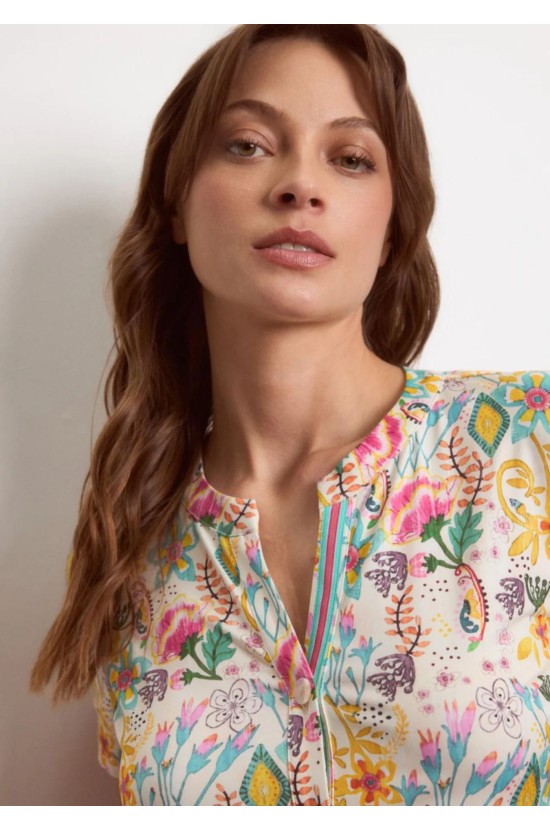 Μπλούζα Floral Με Κοντό Μανίκι Μπλούζα Floral Με Κοντό Μανίκι