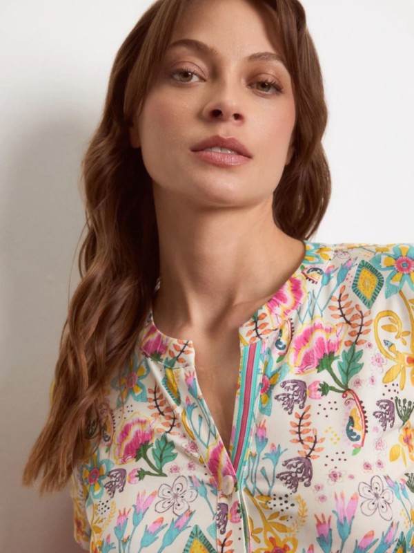 Μπλούζα Floral Με Κοντό Μανίκι