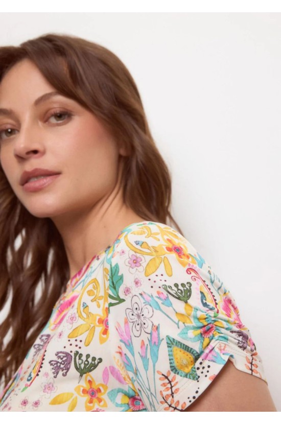 Μπλούζα Floral Με Κοντό Μανίκι Μπλούζα Floral Με Κοντό Μανίκι