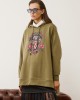 Λαδί Oversized Φούτερ με Κέντημα