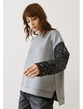 Grey Sweatshirt with Sequins Grey Sweatshirt with Sequins