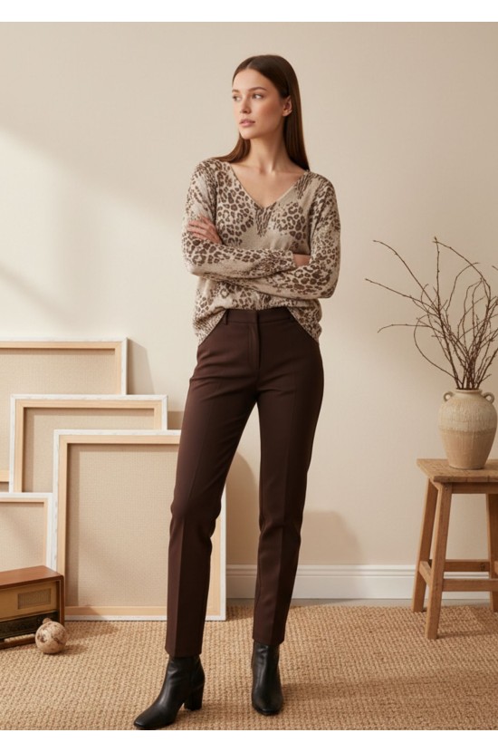 Μπλούζα Animal Print με V Λαιμόκοψη