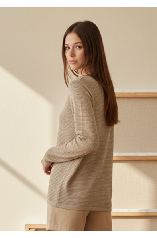 Μπλούζα V Μπεζ Χρυσό