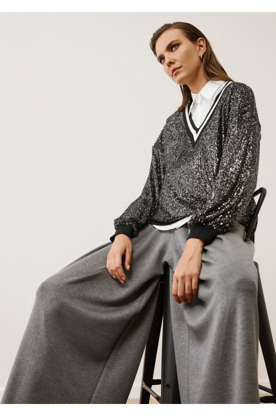 Casual Chic Μπλούζα με Παγιέτες