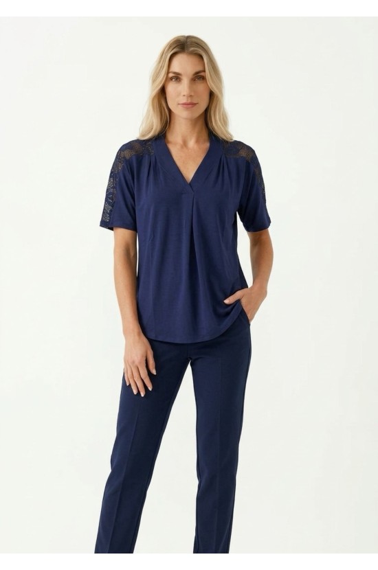 Μπλούζα Με V Και Δαντέλα Μπλούζα Με V Και Δαντέλα