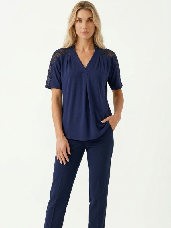 V-neck Blouse with Lace
