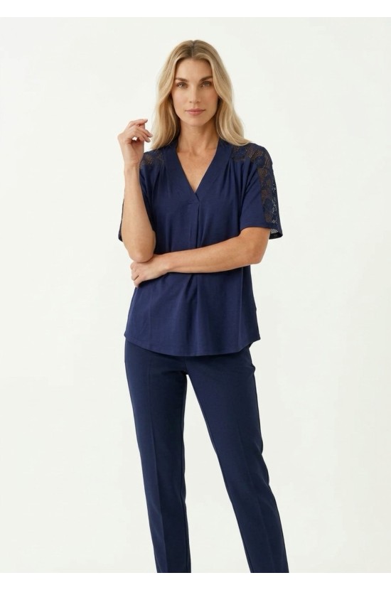 Μπλούζα Με V Και Δαντέλα Μπλούζα Με V Και Δαντέλα