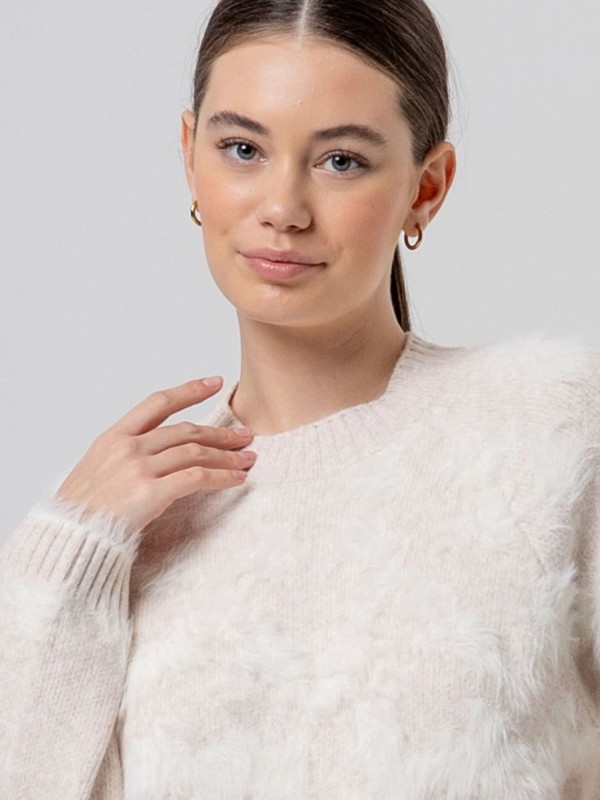Ecru-Beige Knit Top