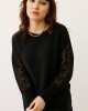 Πλεκτή Μπλούζα Μαύρη με Δαντέλα Πλεκτή Μπλούζα Μαύρη με Δαντέλα