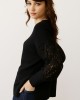 Πλεκτή Μπλούζα Μαύρη με Δαντέλα Πλεκτή Μπλούζα Μαύρη με Δαντέλα