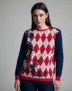 Knitted Blouse with Rhombus Patterns Knitted Blouse with Rhombus Patterns