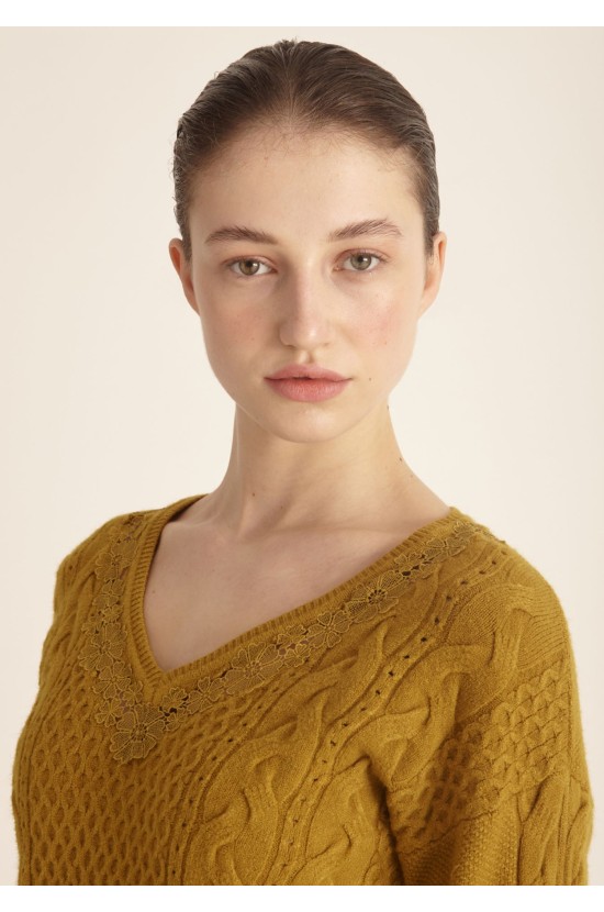 Knitted blouse " Olive" With V