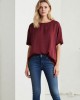 Σατέν Μπορντό Μπλούζα με Λάστιχο Λαιμό Σατέν Μπορντό Μπλούζα με Λάστιχο Λαιμό