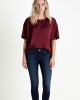 Σατέν Μπορντό Μπλούζα με Λάστιχο Λαιμό Σατέν Μπορντό Μπλούζα με Λάστιχο Λαιμό