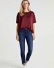 Σατέν Μπορντό Μπλούζα με Λάστιχο Λαιμό Σατέν Μπορντό Μπλούζα με Λάστιχο Λαιμό