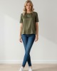 Σατέν Λαδί Μπλούζα Με Λάστιχο Λαιμό Σατέν Λαδί Μπλούζα Με Λάστιχο Λαιμό