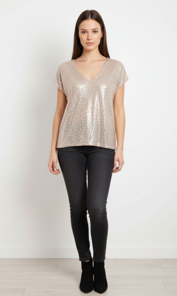 Χρυσή μπλούζα Με Παγιέτες
